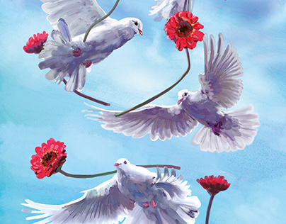 Doves and Gerberas