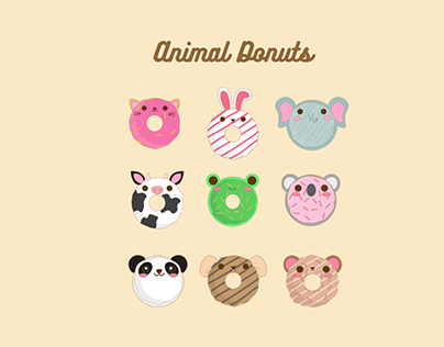 Animal Donuts - 9 Vector Illustrations