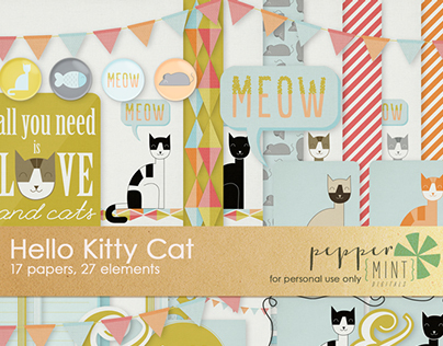 Hello Kitty Cat Digital Scrapbook Kit