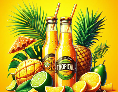 Tropical Carbonated Bottle Drink Concept