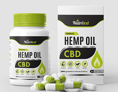 CBD hemp oil food supplement label design.