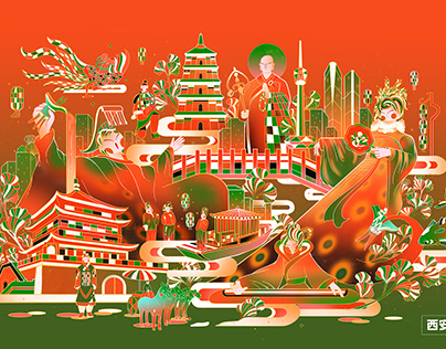 城市印象插画/西安 City illustration Xi'an