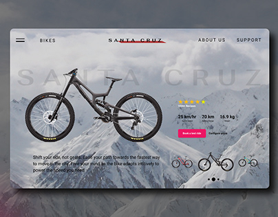 Mountain bike landing page design concept
