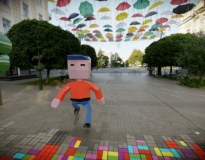 Low poly walk on the street