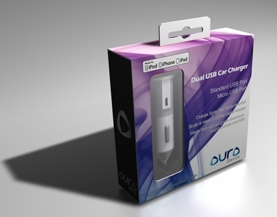 Aura USB Car Charger packaging