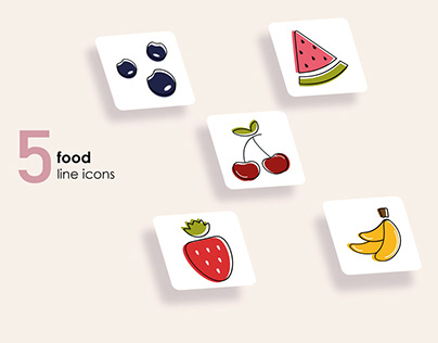 Fruit icons for healthy food app