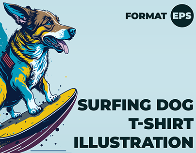 Surfing Dog T-Shirt illustration