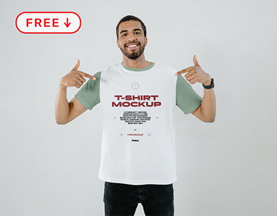 Free Man Wearing T-Shirt Mockup