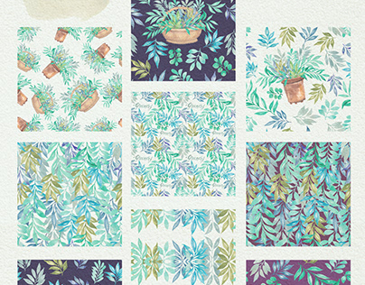 Watercolor Greenery of Patterns
