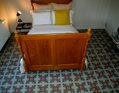 Handprinted Tile Pattern Floor