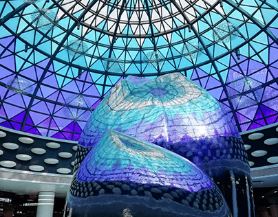Glass dome building roof