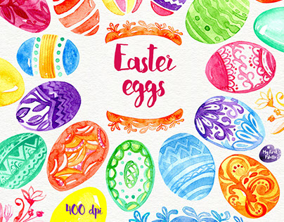 Easter eggs Watercolor clip art