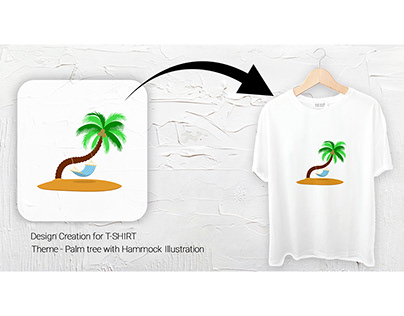 Palm tree with Hammock illustration for T-Shirt