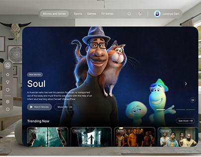 Apple Vision Pro: Online movie website UI design.