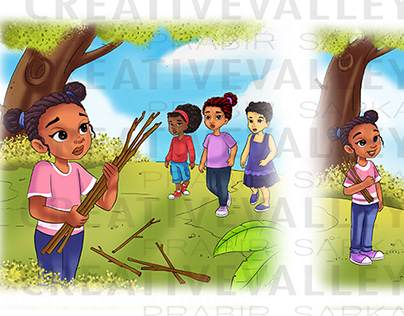 Multi cultural children book illustration