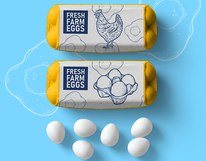 Line drawing Illustration Packaging Design. Fresh Eggs