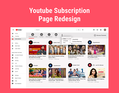 YouTube Subscription Page Redesign