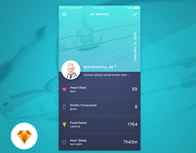 Profile Page Day72 My UI/UX Free Sketch App Challenge