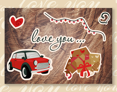 For Valentine's Day. Stickers and a card.