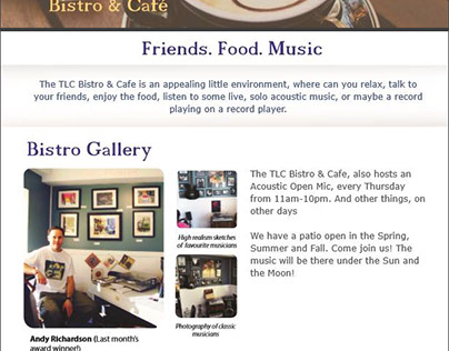 Website for College bar/restaurant The "TLC"