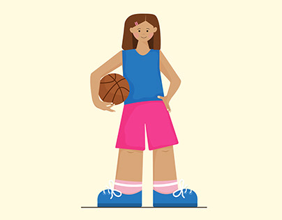 young girl basketball player with a ball