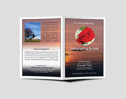 Funeral Program Bi-Fold Brochure Design Template