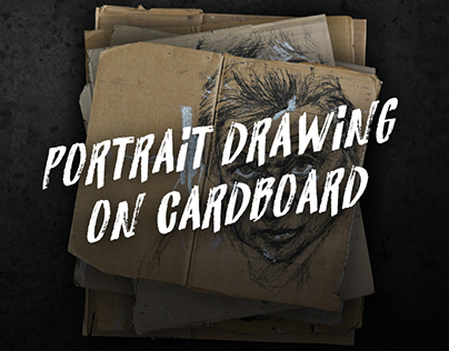Portrait Drawing On Cardboard 01