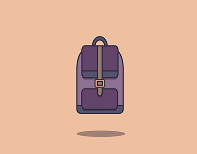 Vector Illustration Design Of Dark Purple School Bag