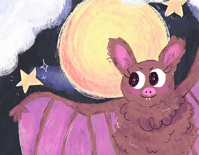 Bat, Moon, and Stars
