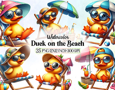 Cute Duck on the Beach Sublimation
