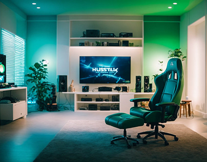 Gamer's Paradise: Blue and Green Oasis