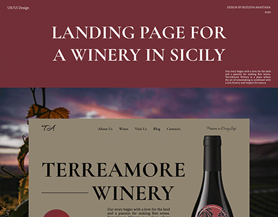 Landing page for a winery in Sicily