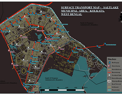 Surface Transport Map-Saltlake City area, Kolkata, WB