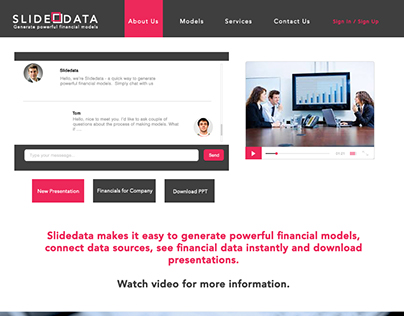 Slidedata home page design