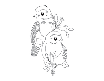 Hand drawn bird couple vector