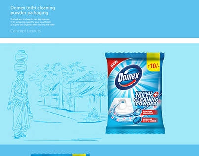 Domex toilet cleaning powder concept packaging