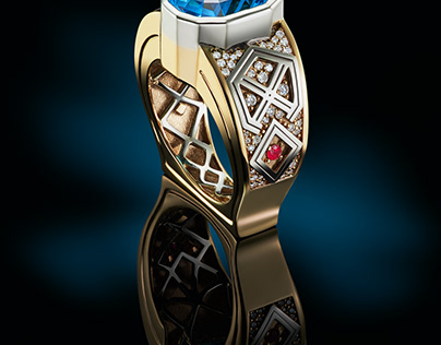 Signet ring with 15 ct custom cut blue topaz