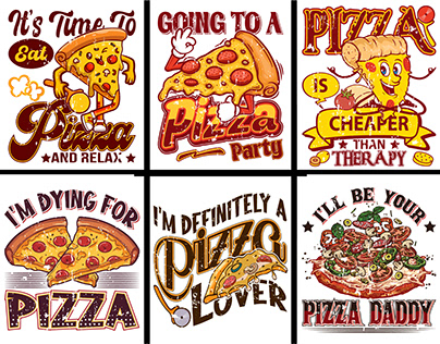 Pizza T-shirt Design Collection | Pizza Shirt Bundle