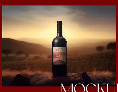 Bordeaux Bottle Mockup with Red Wine No.7