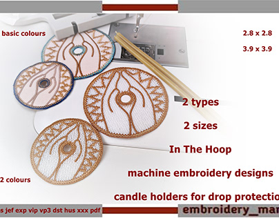 In The Hoop embroidery designs candle holders