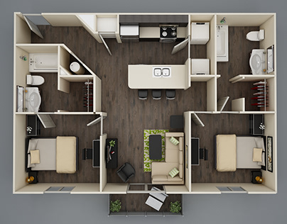 3D Floor Plans For Apartment