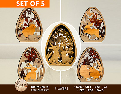 Easter Eggs Set, Decorative Multilayer Templates