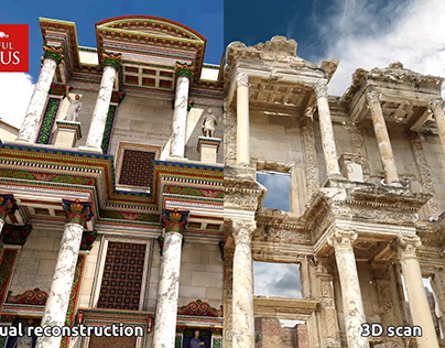 The side by side feature of the Wonderful Ephesus app.