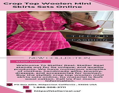 Buy Crop Top Woolen Mini Skirt Set Online