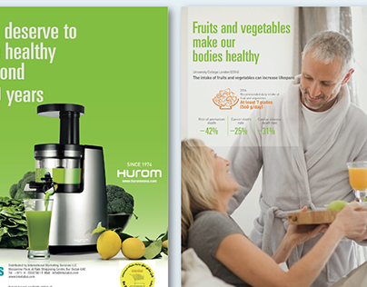 Hurom Juicer Infographics and Recipes booklet design
