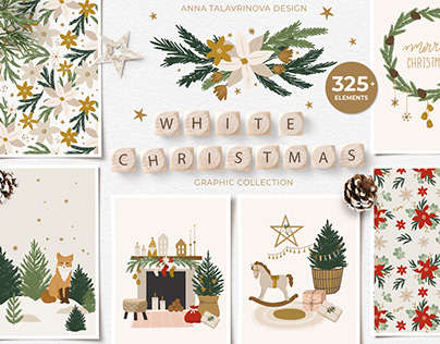 White Christmas winter graphic collection