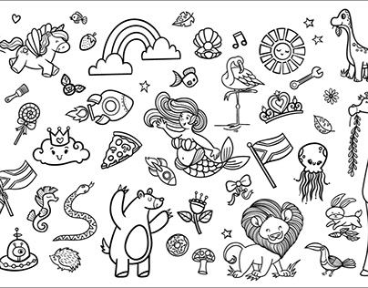 Colouring in Paper Roll Illustrations