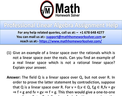 Project thumbnail - Professional Linear Algebra Assignment Help