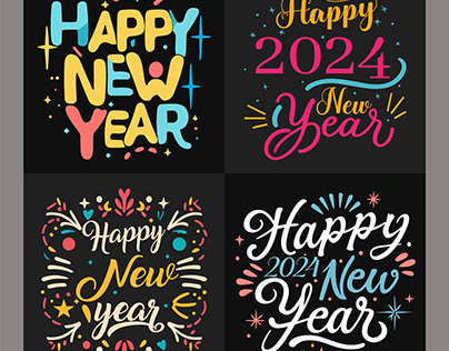 Happy new year and Typography T-shirt Designs Bundle