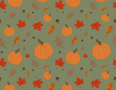 Pumpkins and Leaves Repeat Pattern